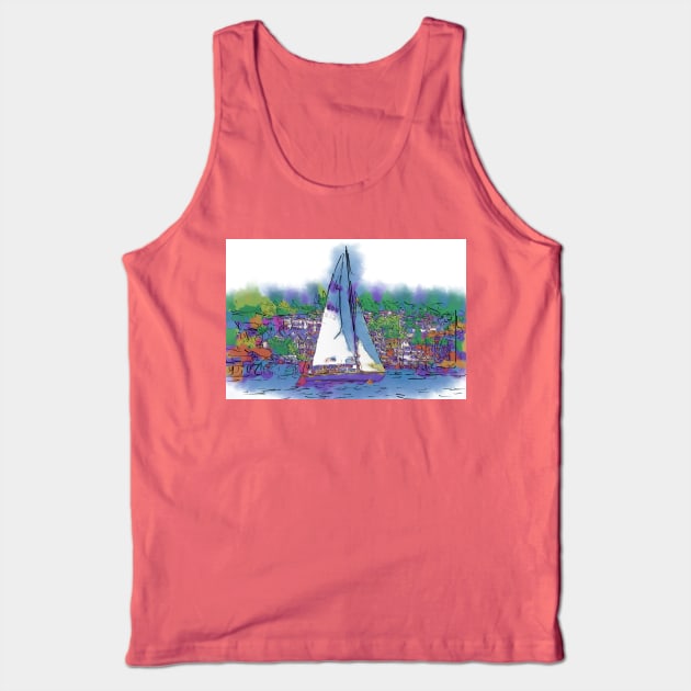 The Purple Sailboat Tank Top by KirtTisdale